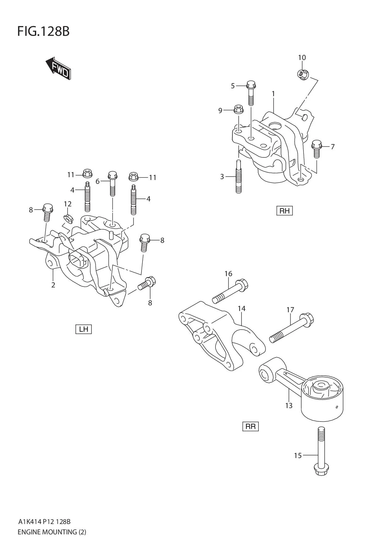 FIG.128B ENGINE MOUNTING (4AT) 