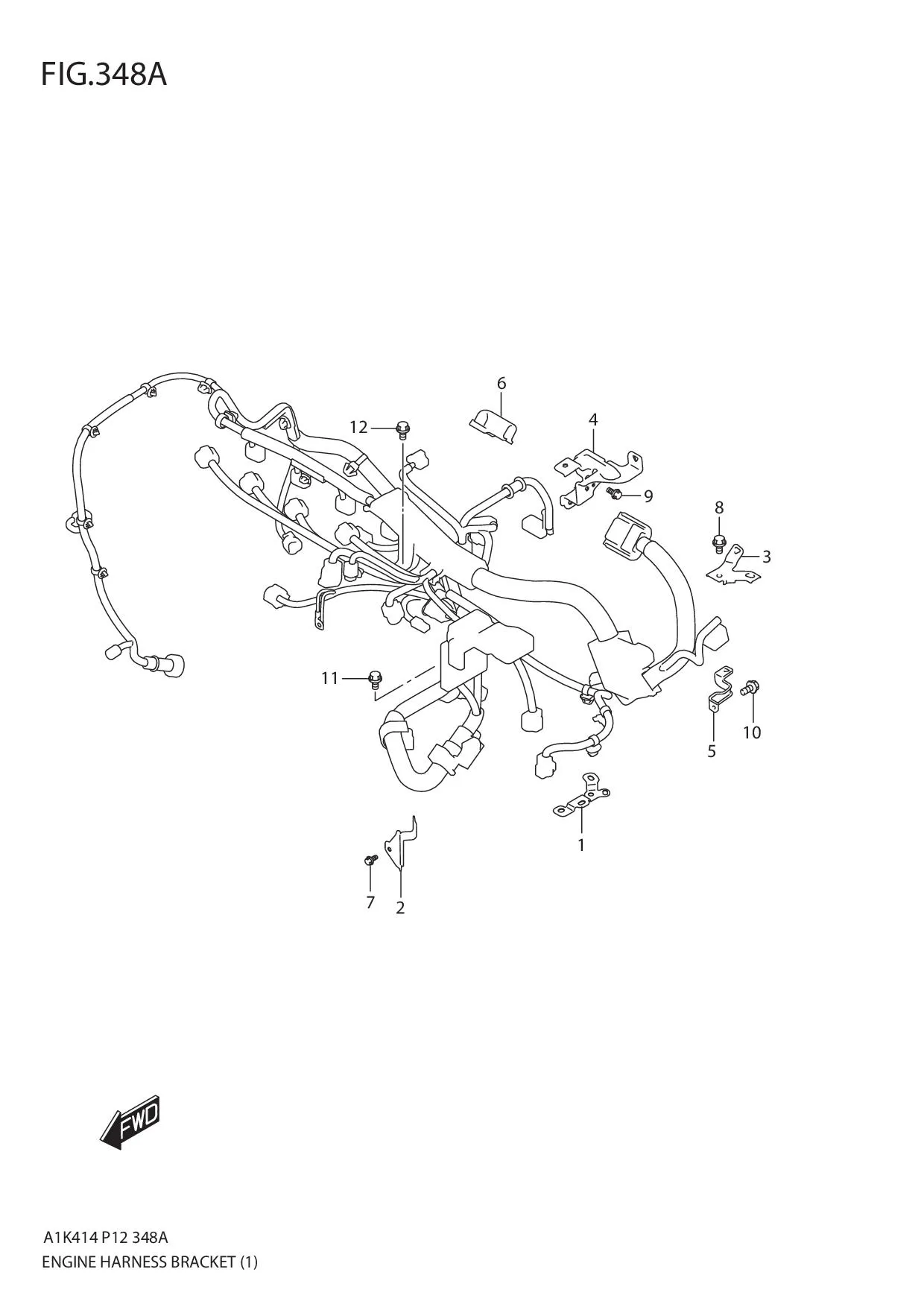 FIG.348A ENGINE HARNESS BRACKET (5MT)
