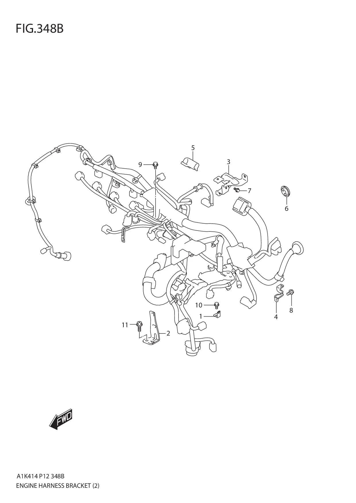 FIG.348B ENGINE HARNESS BRACKET (4AT)