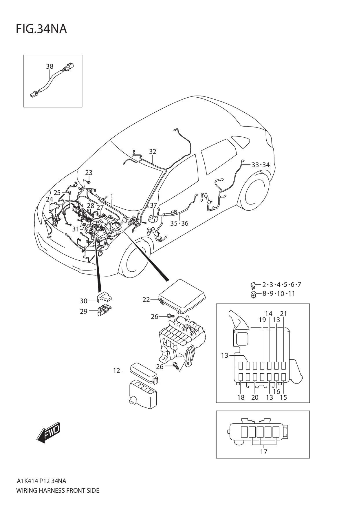 FIG.34NA WIRING HARNESS FRONT SIDE