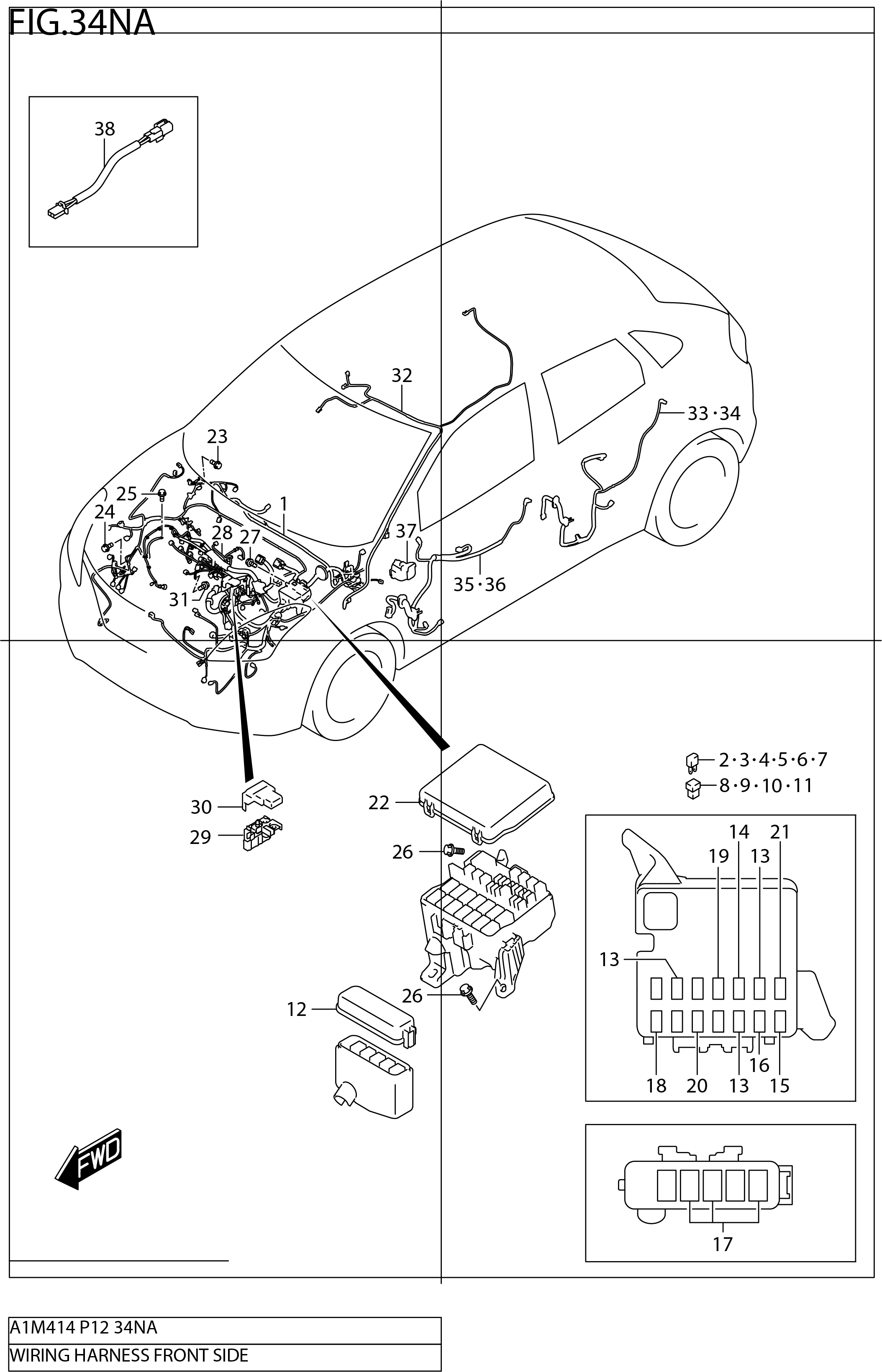 FIG.34NA WIRING HARNESS FRONT SIDE