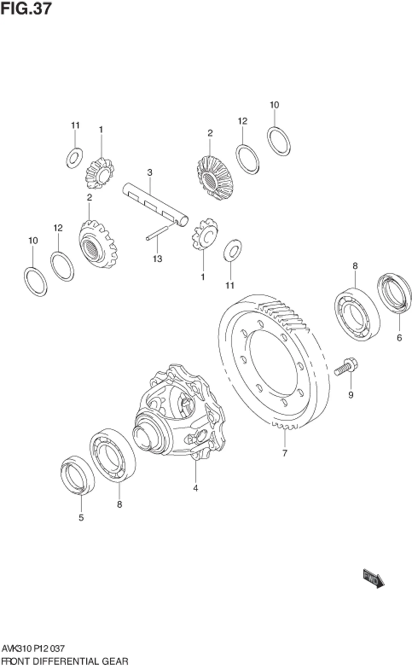 FIG.37 FRONT DIFFERENTIAL GEAR (5MT) 