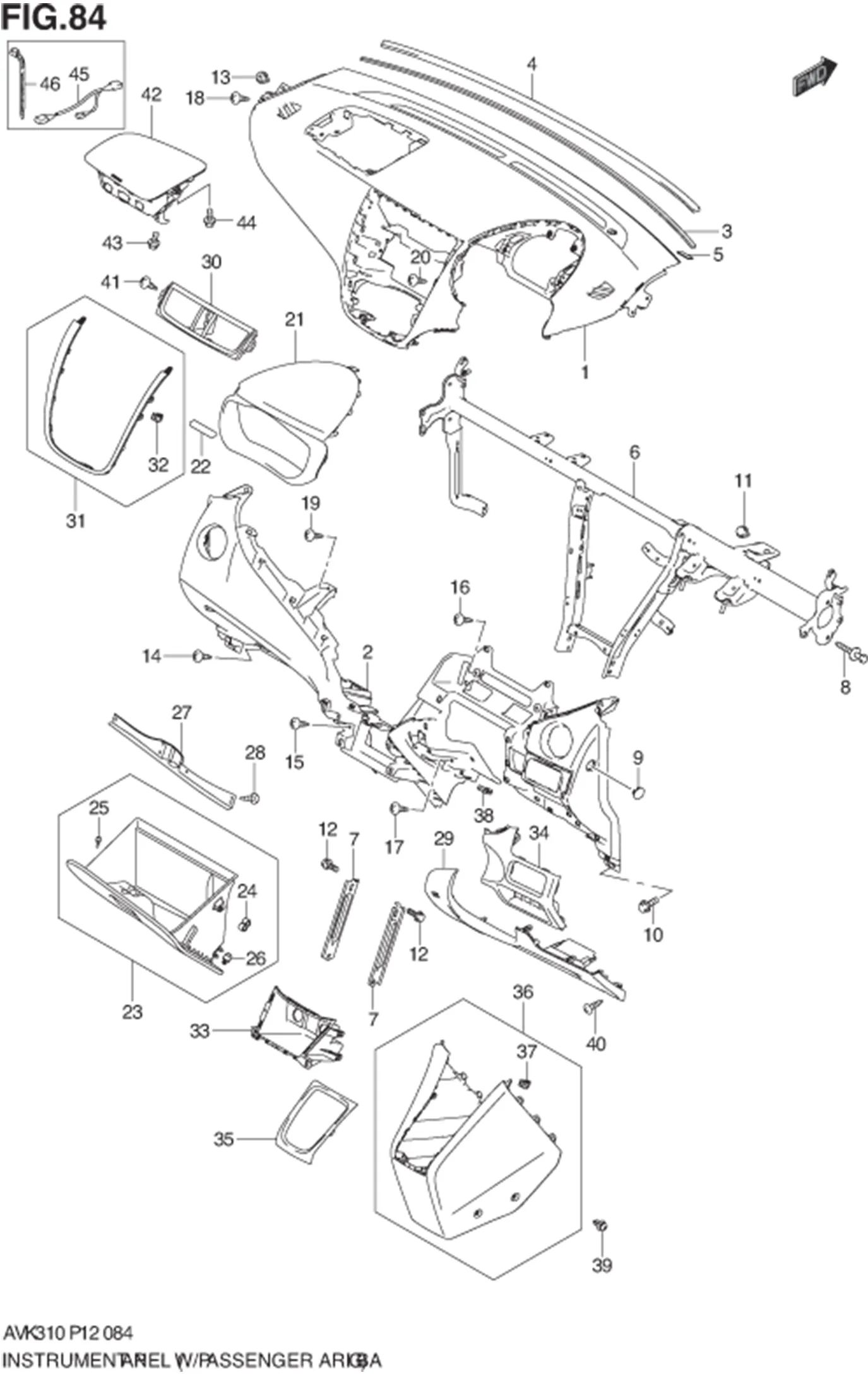 FIG.84 INSTRUMENT PANEL (W/PASSENGER AIR BAG) 