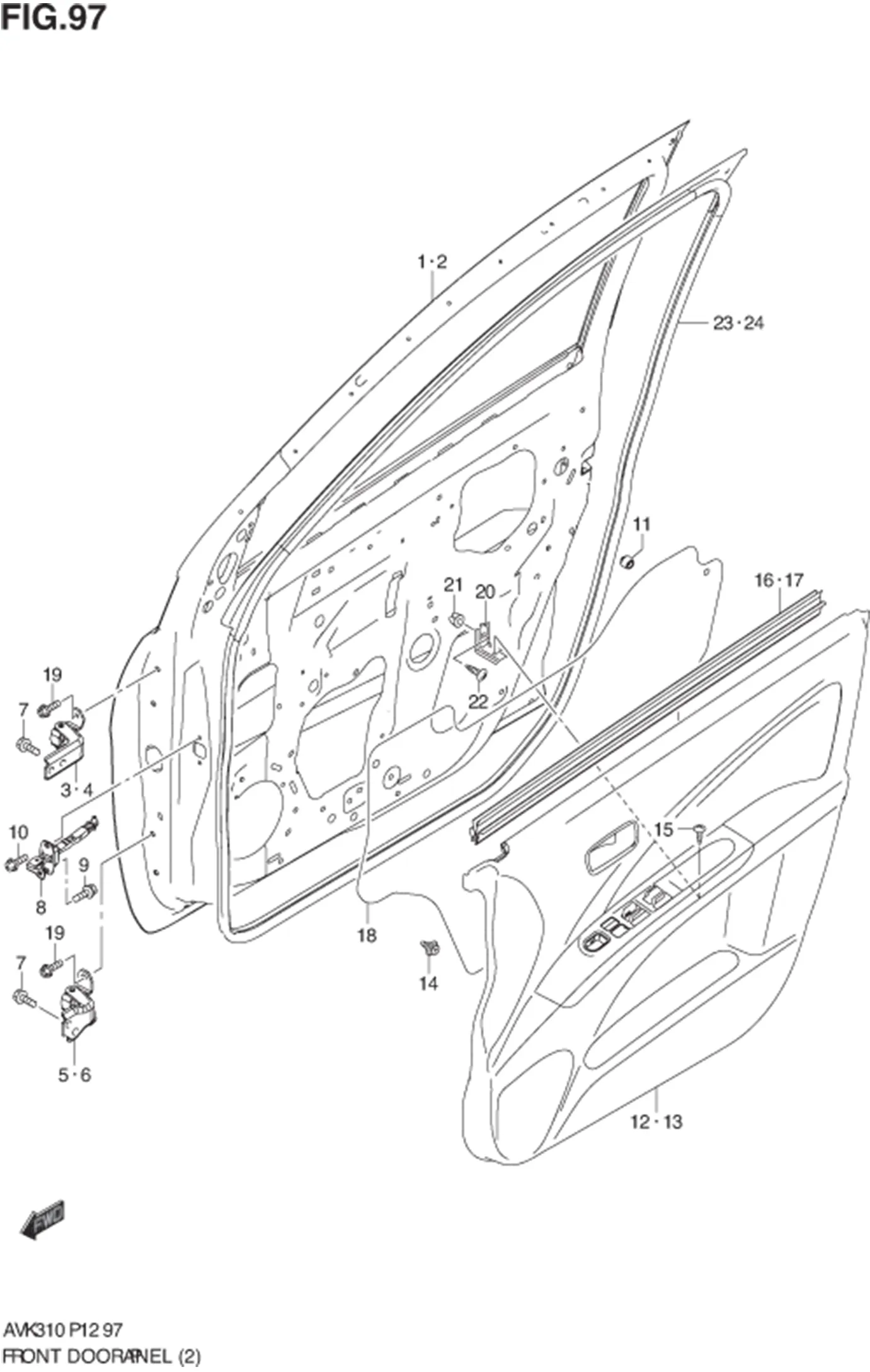 FIG.97 FRONT DOOR PANEL (GLX) 