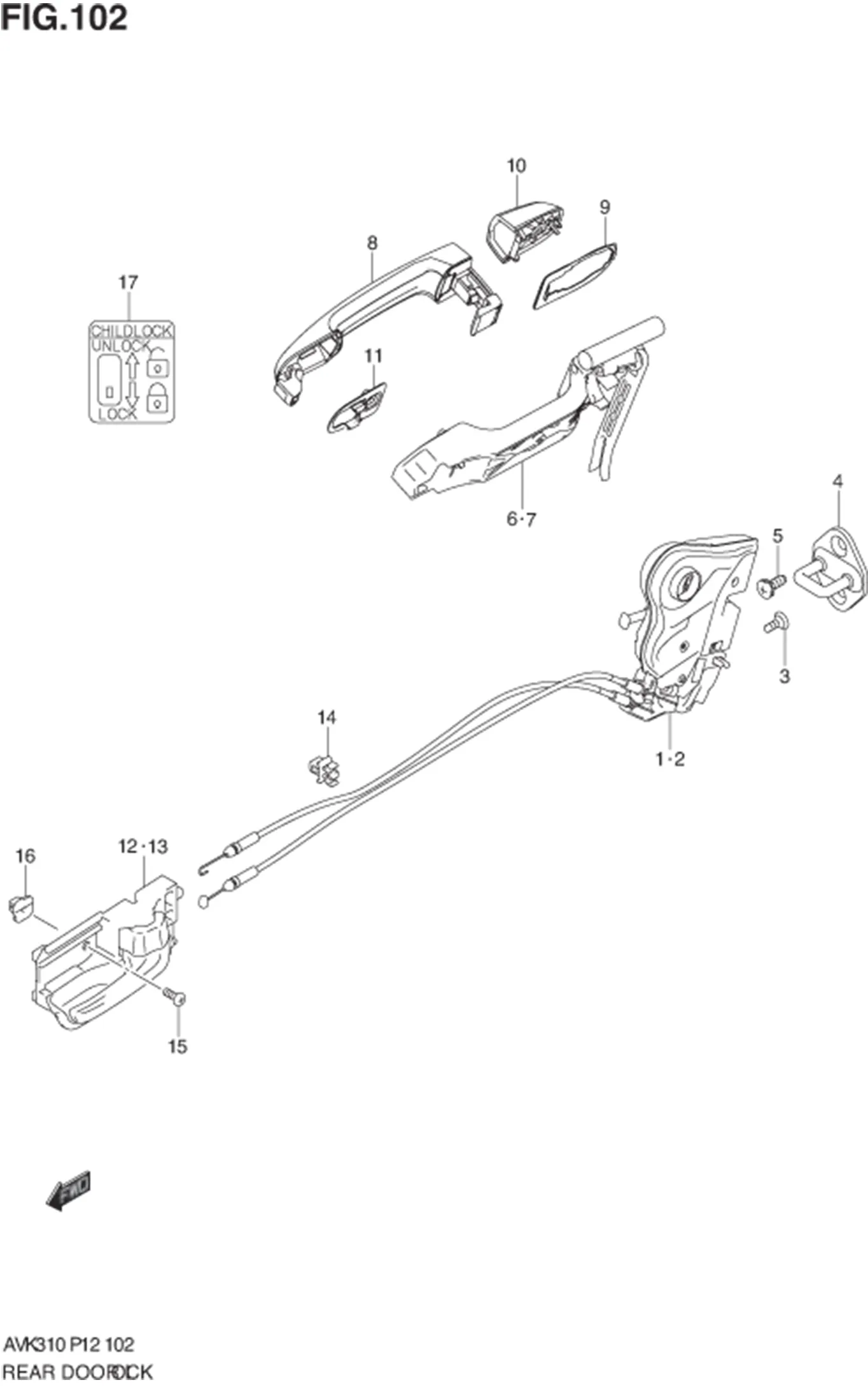 FIG.102 REAR DOOR LOCK (GLX) 