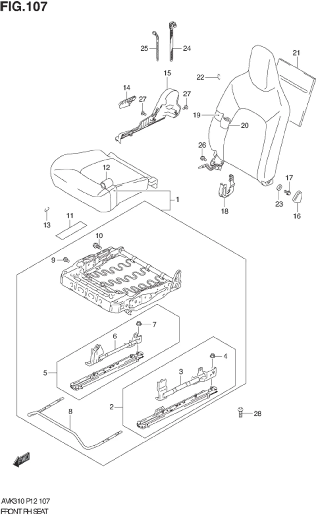 FIG.107 FRONT RH SEAT 