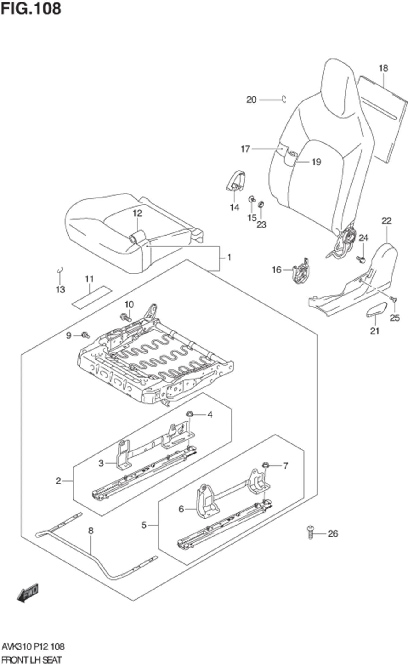 FIG.108 FRONT LH SEAT 