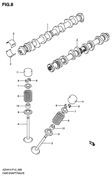 FIG.8 CAM SHAFT/VALVE