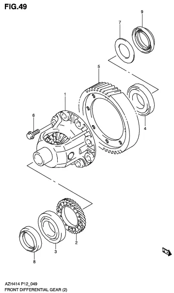 FIG.49 FRONT DIFFERENTIAL GEAR (AT)