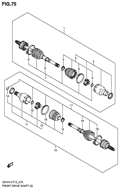 FIG.75 FRONT DRIVE SHAFT (AT)