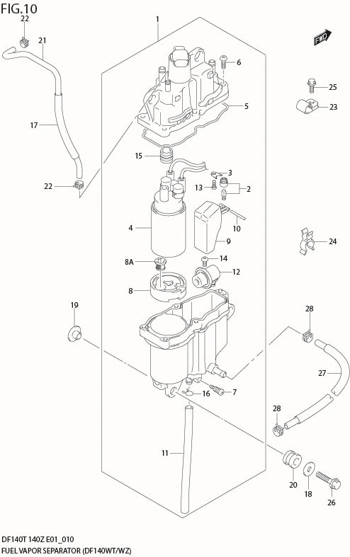 FIG 10  FUEL VAPOR SEPARATOR (DF140WT/WZ)