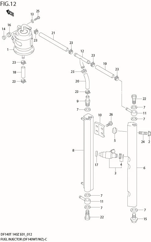 FIG 12  FUEL INJECTOR (DF140WT/WZ)