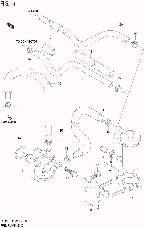 FIG 14  FUEL PUMP (DF140T:682149%,DF140Z:680234%)