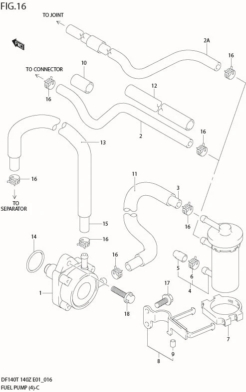 FIG 16  FUEL PUMP (DF140WT:682149%,DF140WZ:680234%)