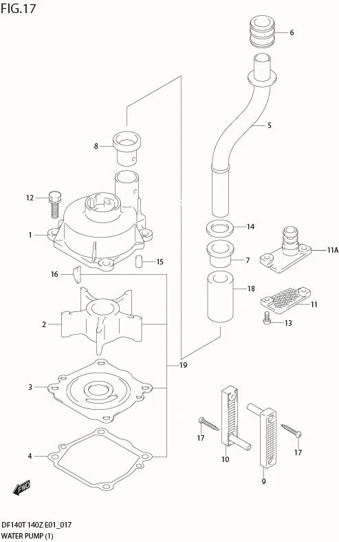 FIG 17  WATER PUMP (DF140T/Z)