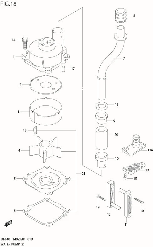 FIG 18  WATER PUMP (DF140WT/WZ)