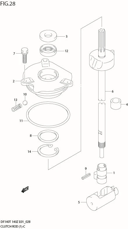 FIG 28  CLUTCH ROD (DF140T/WT)