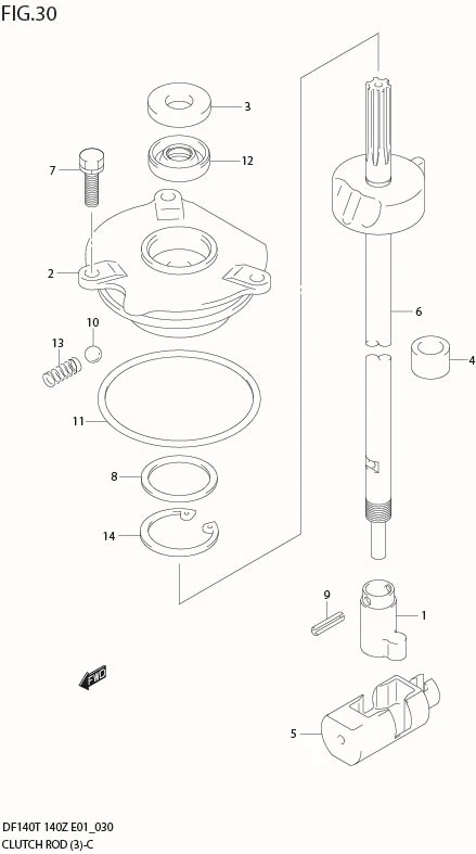 FIG 30  CLUTCH ROD (DF140Z/WZ)