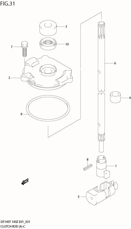FIG 31  CLUTCH ROD (DF140Z/WZ:680234%)