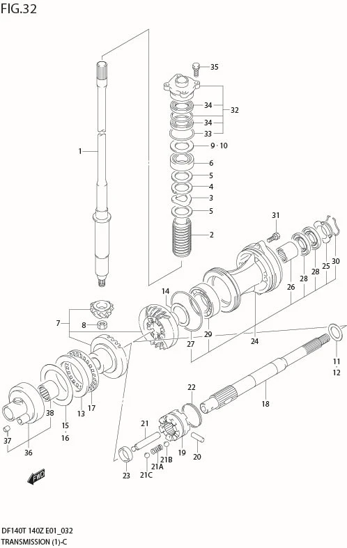 FIG 32  TRANSMISSION (DF140T/WT)