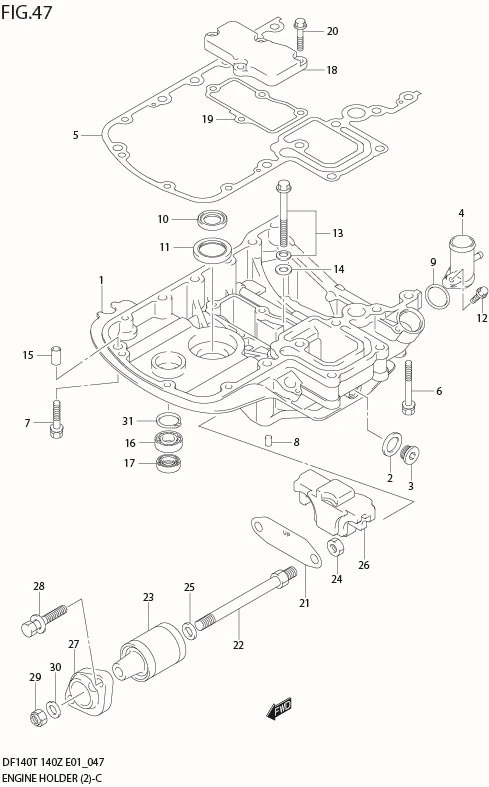 FIG 47  ENGINE HOLDER (DF140T/WT:682149%,DF140Z/WZ:680234%)