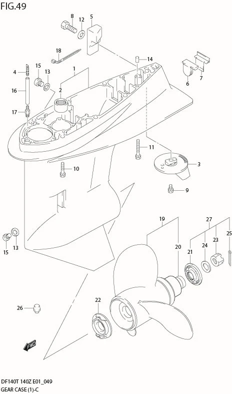 FIG 49  GEAR CASE (DF140T/WT)