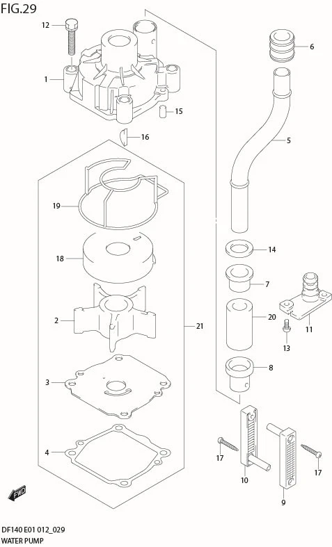 FIG 29  WATER PUMP (DF140Z E1)
