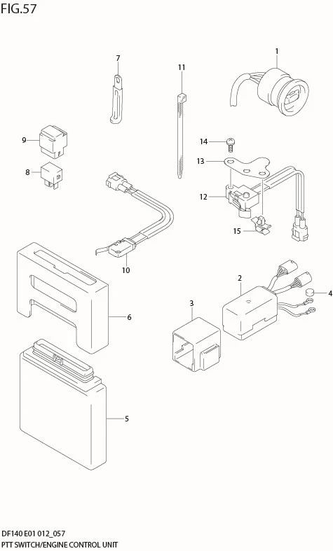 FIG 57  PTT SWITCH & ENGINE CONTROL UNIT (DF140T E1)