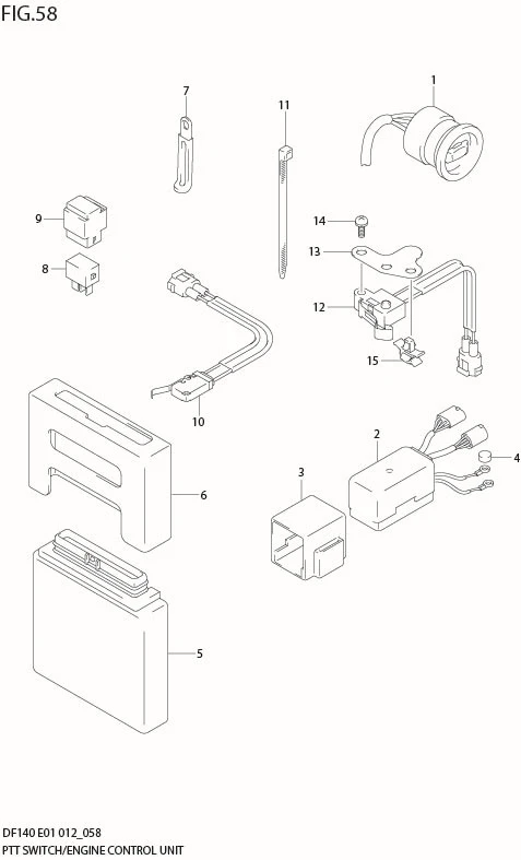 FIG 58  PTT SWITCH & ENGINE CONTROL UNIT (DF140T E40)