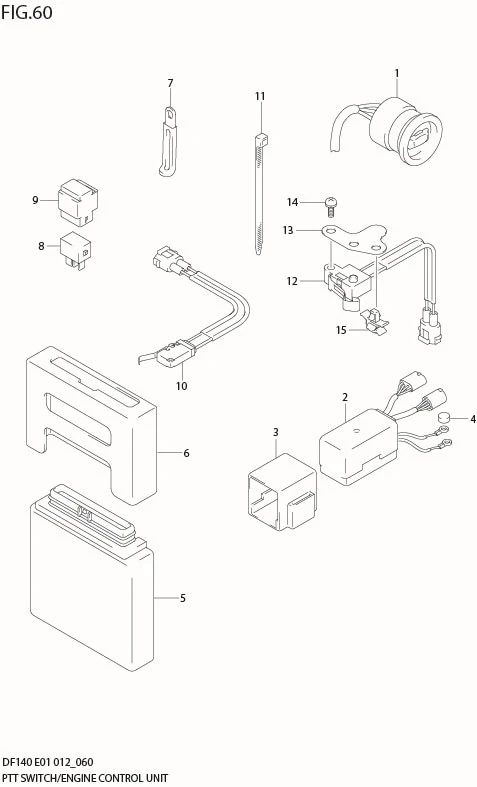FIG 60  PTT SWITCH & ENGINE CONTROL UNIT (DF140Z E40)