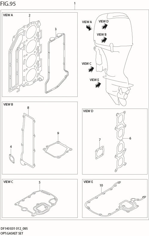 FIG 95  OPT:GASKET SET (DF140T E40)