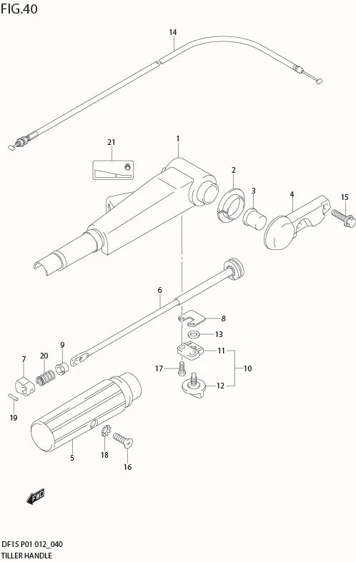 FIG 40  TILLER HANDLE (DF15 P01)