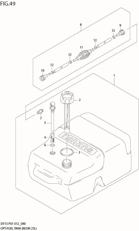 FIG 49  OPT:FUEL TANK (RESIN 25L) (DF15 P01)