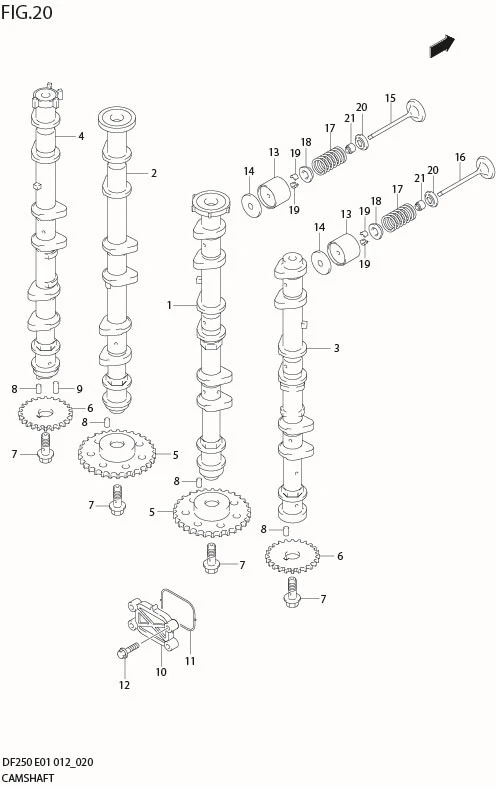 FIG 20  CAMSHAFT (DF200Z E40)