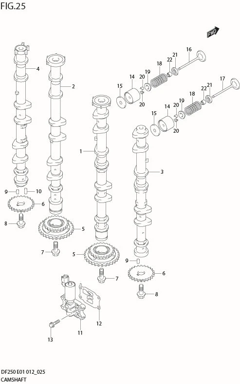 FIG 25  CAMSHAFT (DF250T E1)