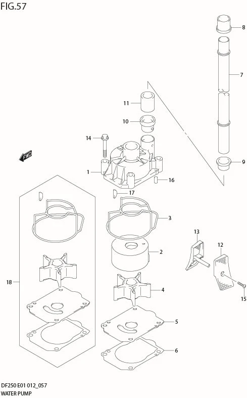 FIG 57  WATER PUMP (DF200T E40)
