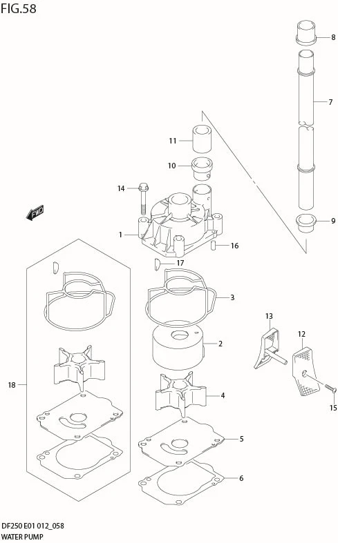 FIG 58  WATER PUMP (DF200Z E1)