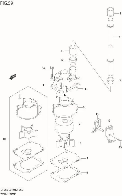 FIG 59  WATER PUMP (DF200Z E40)