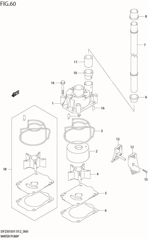 FIG 60  WATER PUMP (DF225T E1)