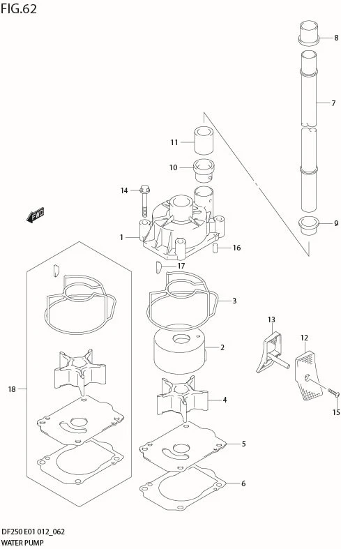 FIG 62  WATER PUMP (DF225Z E1)