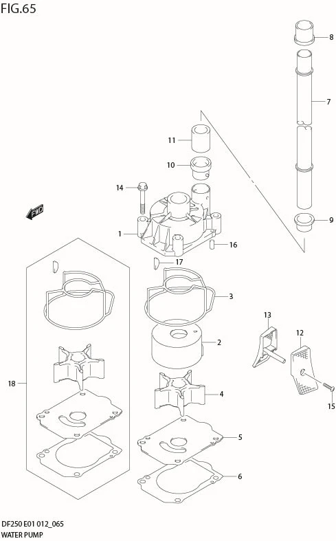 FIG 65  WATER PUMP (DF250T E40)