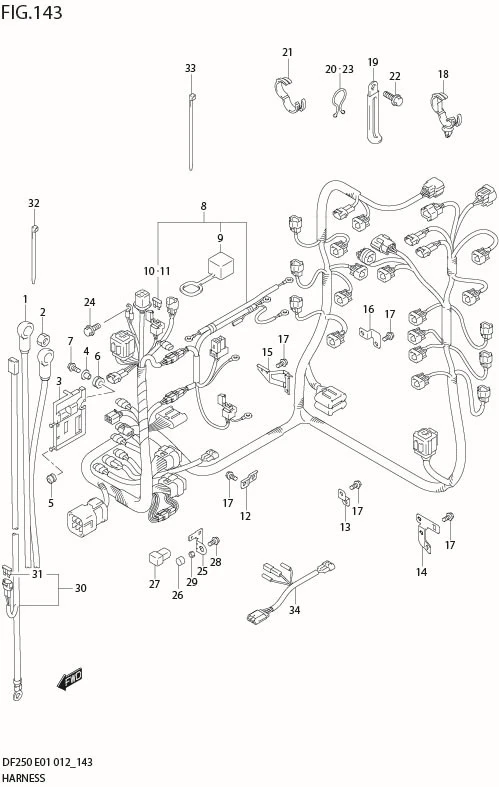 FIG 143 HARNESS (DF250T E1)