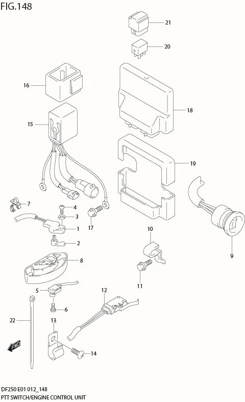 FIG 148 PTT SWITCH / ENGINE CONTROL UNIT (DF200T E40)