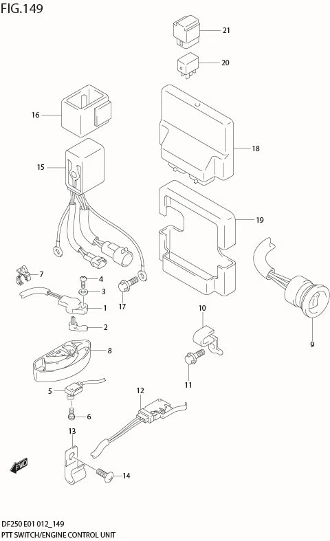 FIG 149 PTT SWITCH / ENGINE CONTROL UNIT (DF200Z E1)
