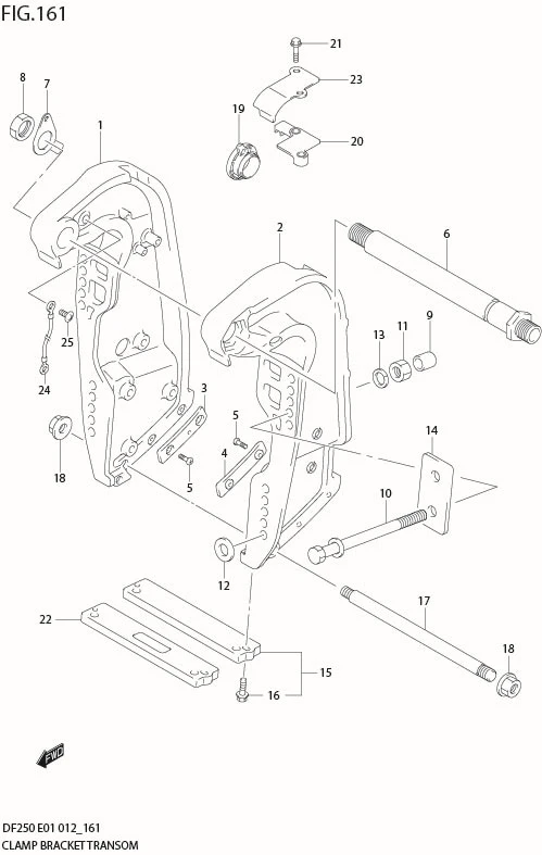 FIG 161 CLAMP BRACKET TRANSOM(X,XX) (DF200Z E1)