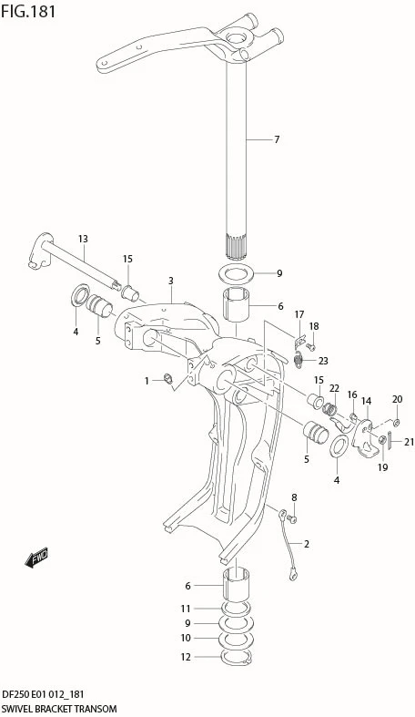 FIG 181 SWIVEL BRACKET TRANSOM(X,XX) (DF250T E1)