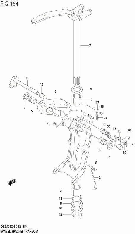 FIG 184 SWIVEL BRACKET TRANSOM(X,XX) (DF250Z E40)