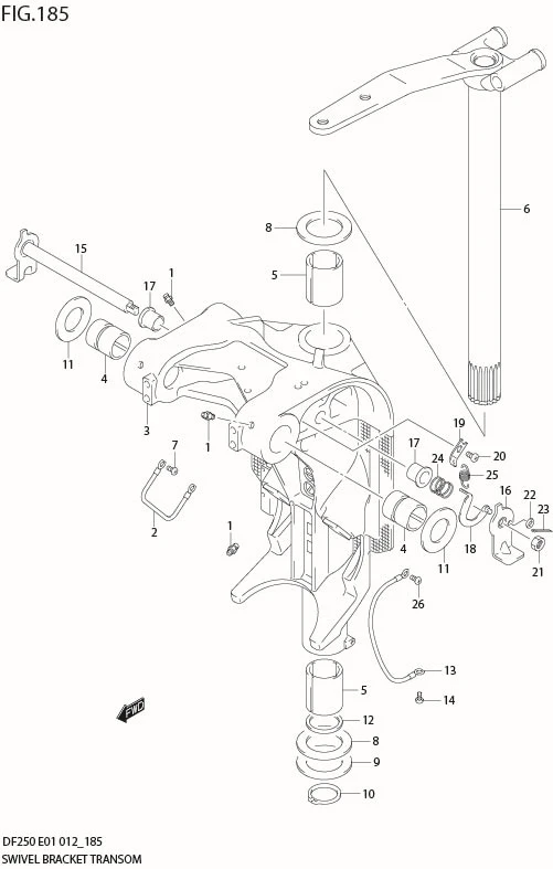 FIG 185 SWIVEL BRACKET TRANSOM(L) (DF200T E1)