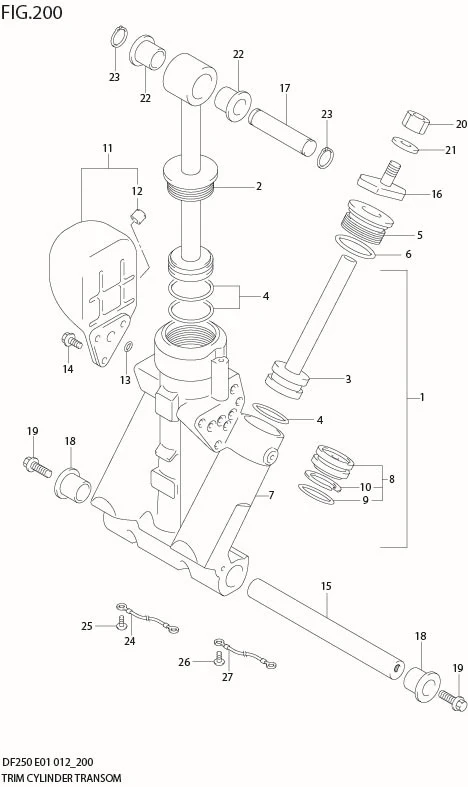 FIG 200 TRIM CYLINDER TRANSOM(L) (DF200T E40)