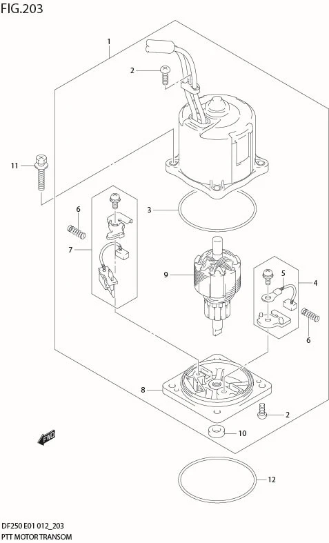 FIG 203 PTT MOTOR TRANSOM(X,XX) (DF200Z E1)
